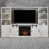 FARMHOUSE WHITE FIREPLACE 4 PIECE ENTERTAINMENT CENTER